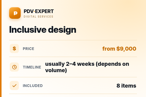 Inclusive design — price, timeline & scope