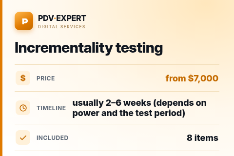 Incrementality testing — price, timeline & scope
