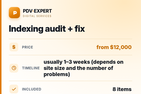 Indexing audit + fix — price, timeline & scope