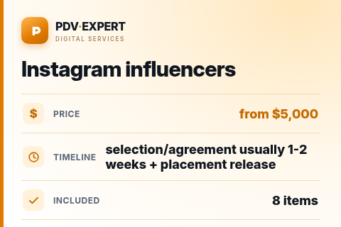 Instagram influencers — price, timeline & scope