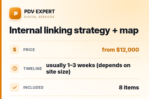 Internal linking strategy + map — price, timeline & scope