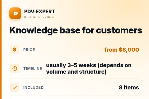 Knowledge base for customers — price, timeline & scope