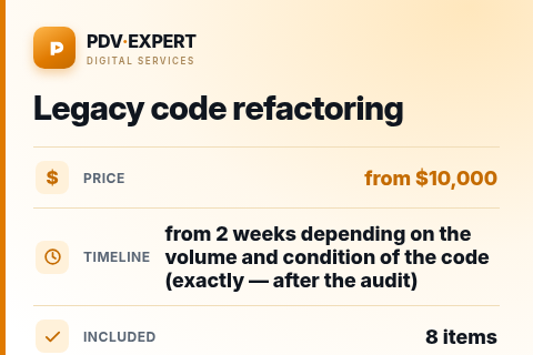 Legacy code refactoring — price, timeline & scope