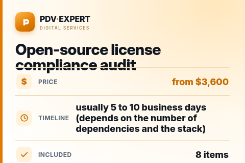 Open-source license compliance audit — price, timeline & scope