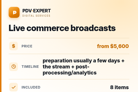 Live commerce broadcasts — price, timeline & scope