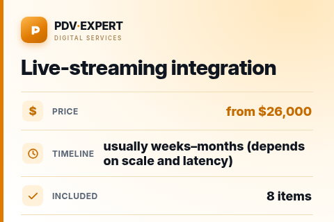 Live-streaming integration — price, timeline & scope