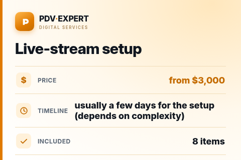Live-stream setup — price, timeline & scope