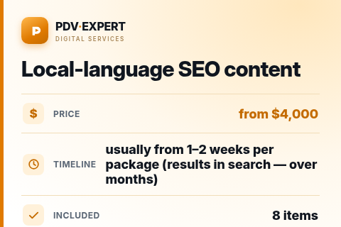 Local-language SEO content — price, timeline & scope