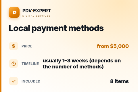 Local payment methods — price, timeline & scope