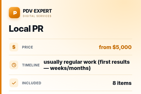 Local PR — price, timeline & scope