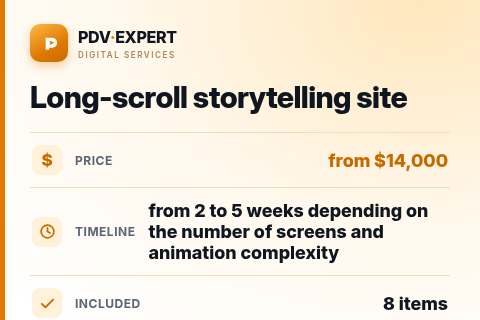 Long-scroll storytelling site — price, timeline & scope