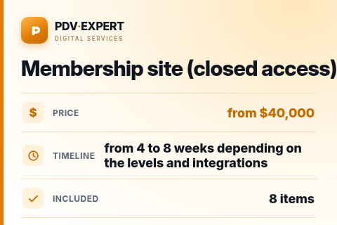 Membership site (closed access) — price, timeline & scope