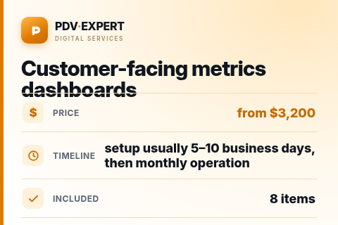 Customer-facing metrics dashboards — price, timeline & scope