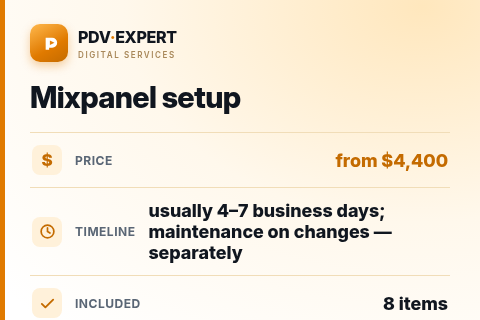 Mixpanel setup — price, timeline & scope