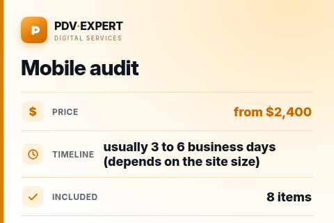 Mobile audit — price, timeline & scope
