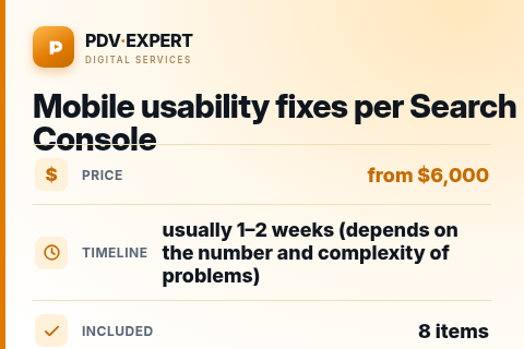 Mobile usability fixes per Search Console — price, timeline & scope