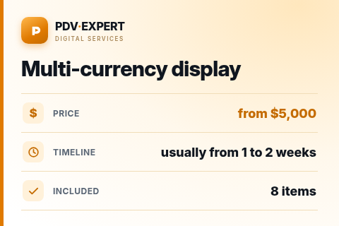 Multi-currency display — price, timeline & scope