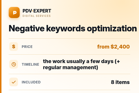 Negative keywords optimization — price, timeline & scope