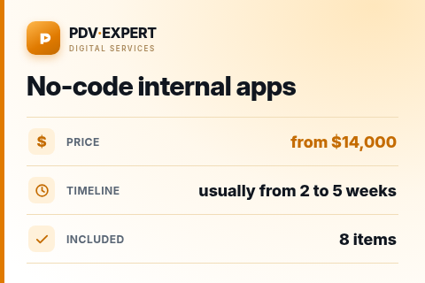 No-code internal apps — price, timeline & scope