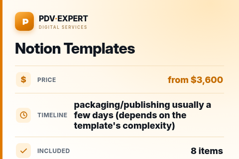Notion Templates — price, timeline & scope