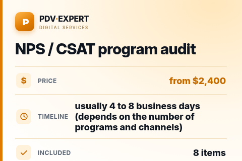 NPS / CSAT program audit — price, timeline & scope