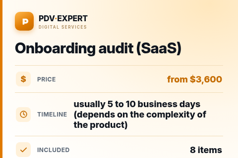 Onboarding audit (SaaS) — price, timeline & scope
