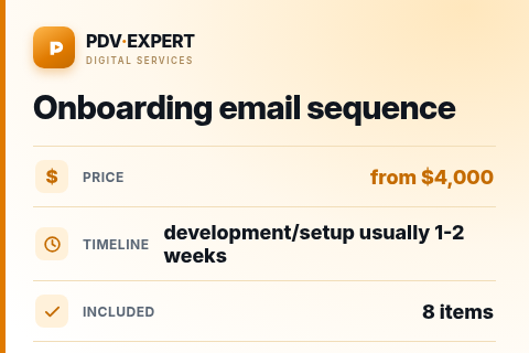 Onboarding email sequence — price, timeline & scope