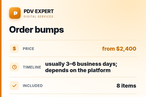 Order bumps — price, timeline & scope