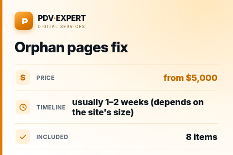 Orphan pages fix — price, timeline & scope