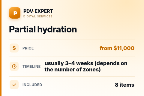 Partial hydration — price, timeline & scope