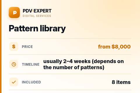 Pattern library — price, timeline & scope