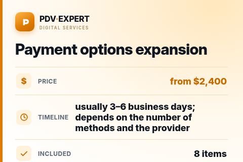 Payment options expansion — price, timeline & scope