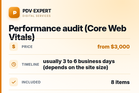 Performance audit (Core Web Vitals) — price, timeline & scope