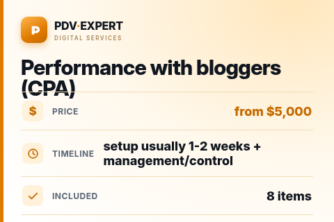 Performance with bloggers (CPA) — price, timeline & scope