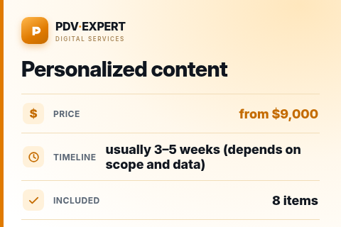 Personalized content — price, timeline & scope