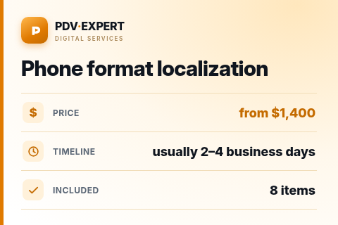 Phone format localization — price, timeline & scope