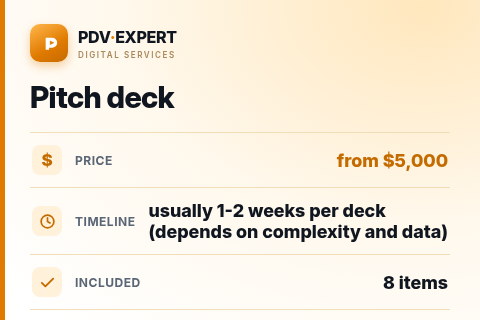 Pitch deck — price, timeline & scope