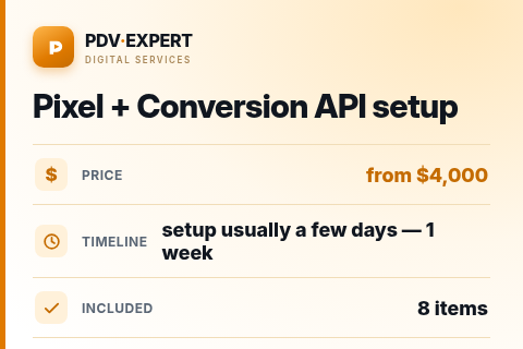 Pixel + Conversion API setup — price, timeline & scope