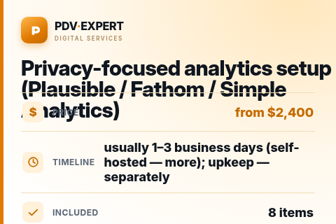 Privacy-focused analytics setup (Plausible / Fathom / Simple Analytics) — price, timeline & scope