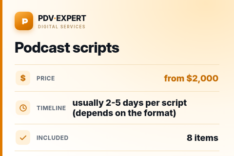 Podcast scripts — price, timeline & scope