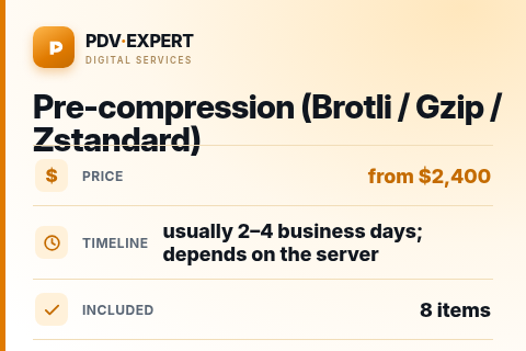 Pre-compression (Brotli / Gzip / Zstandard) — price, timeline & scope