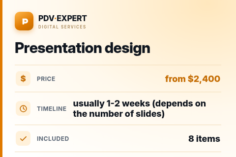Presentation design — price, timeline & scope