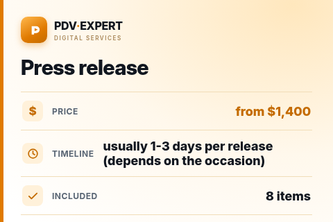 Press release — price, timeline & scope