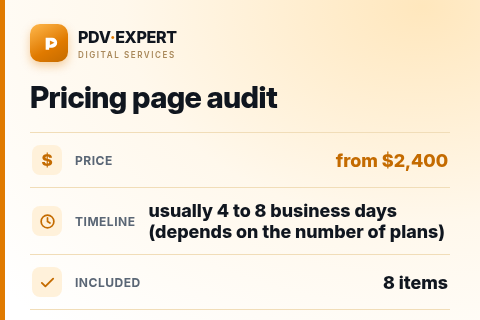 Pricing page audit — price, timeline & scope