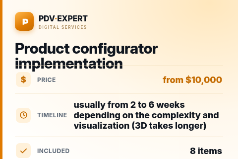 Product configurator implementation — price, timeline & scope