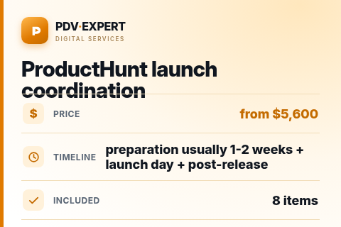 ProductHunt launch coordination — price, timeline & scope