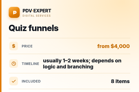 Quiz funnels — price, timeline & scope