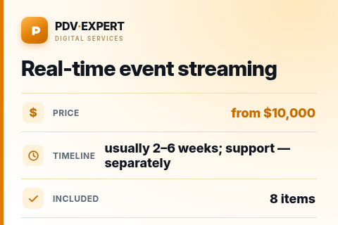 Real-time event streaming — price, timeline & scope