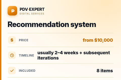 Recommendation system — price, timeline & scope