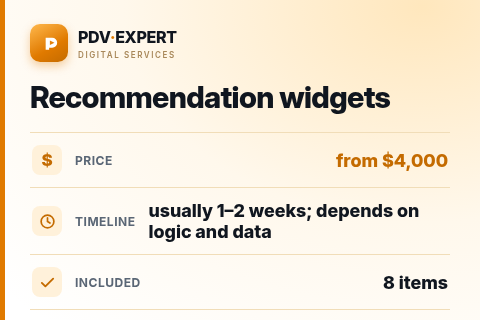 Recommendation widgets — price, timeline & scope